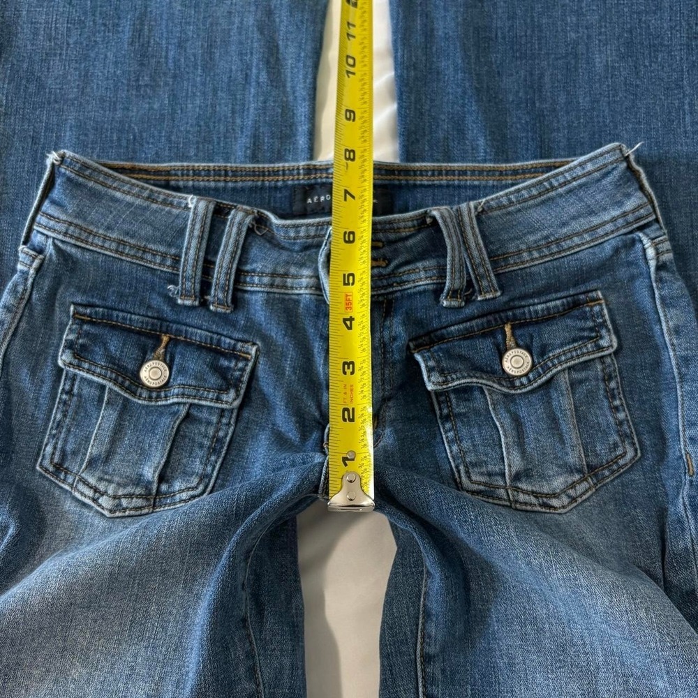 aeropostale low rise flare double button cargo flap pocket jeans y2k 2000 size 4 - Picture 6 of 8